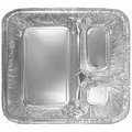 Hfa Three-Compartment Oblong Food Container, 24 oz, 6.38 x 1.47 x 8, Silver, Aluminum, 500PK 2045-00-500